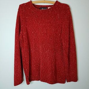 Sag Harbor Womens Sweater Pullover Knit Soft Chenille Red Variegated Sz Large
